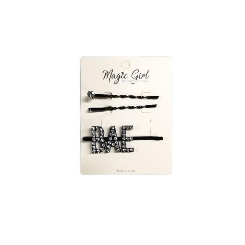BAE | Rhinestone Hair Pin 3PCS Black | Hair to Beauty.