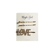 LOVE 1 | Rhinestone Hair Pin 3PCS | Hair to Beauty.