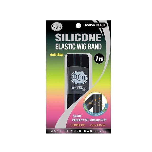 QFITT | Silicone Elastic Wig Band (Black) 1-1/18 in x 1yd #5056 | Hair to Beauty.