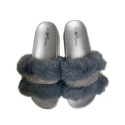 BE U | Fur Sandal with Rhinestone | Hair to Beauty.