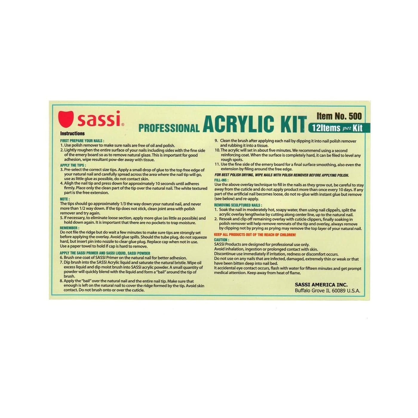 SASSI - Professional Acrylic Kit (12items/kit) 500 — Hair to Beauty
